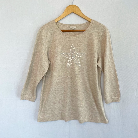 Talbots Sweaters - Talbots Lightweight Knit Novelty Sweater Starfish Tan Size Medium